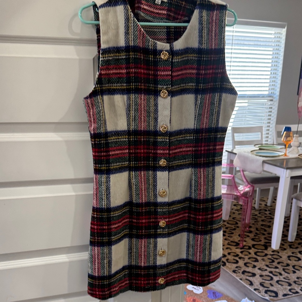 Plaid Sleeveless sweater Dress